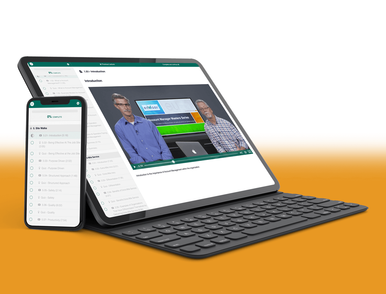 Envisor Academy on laptop and phone